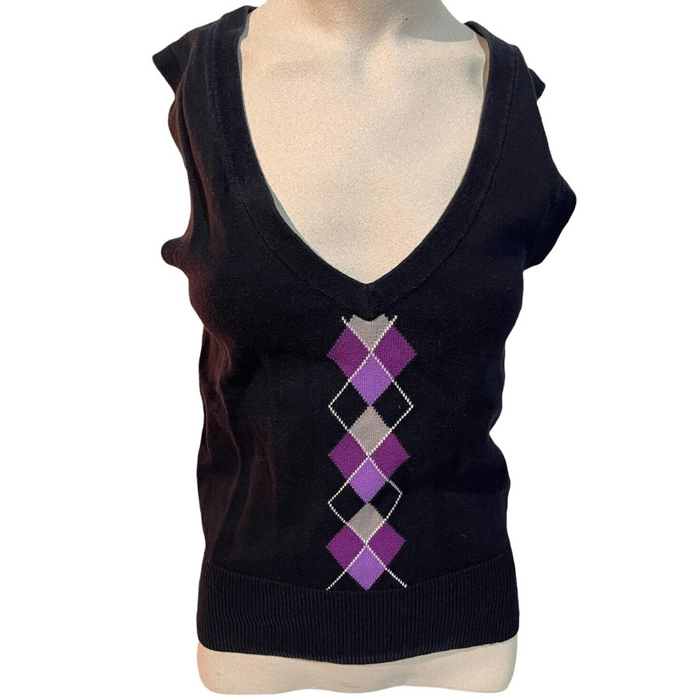 Vintage 90’s Y2K Women’s Arizona Jean Company Sweater Vest Argile Black Small